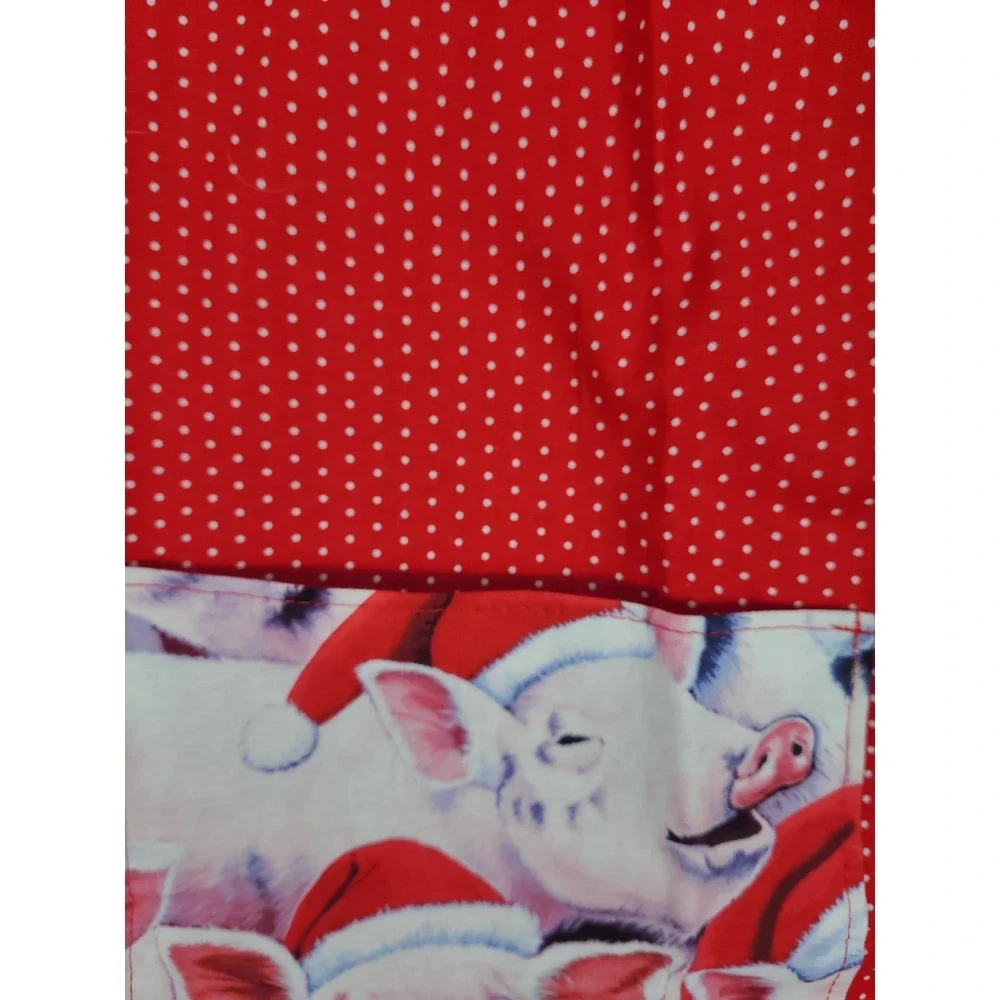 Handmade Apron Pigs In Christmas Santa Hat Poka Dots‎ Adjustable